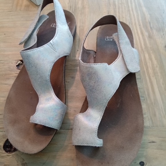 Dansko Reece Petrol Iridescent Pearl Leather Sandals Size 41 9.5/10 - Picture 1 of 7